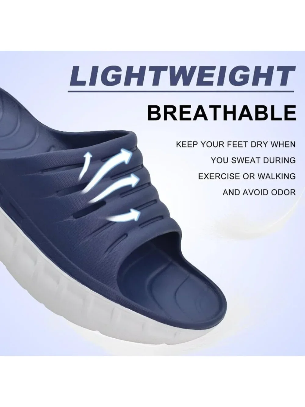 Men's Blue Sandals Orthotic Arch Support Open Toe Sport Slides Thick Cushion